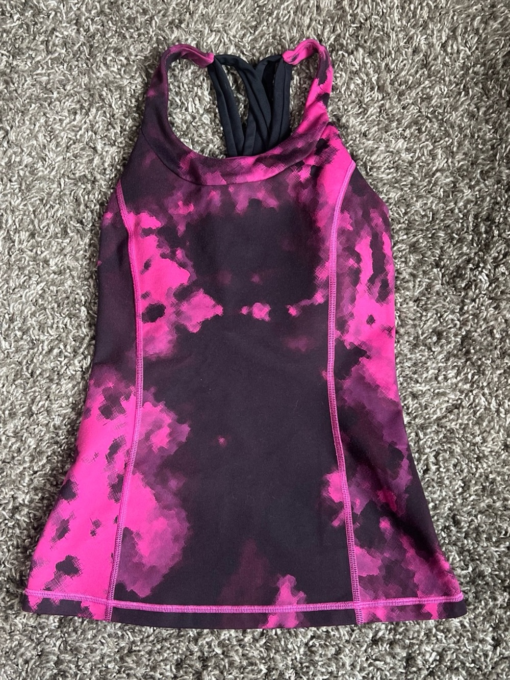 Lululemon Women’s Pink and Black Workout Top